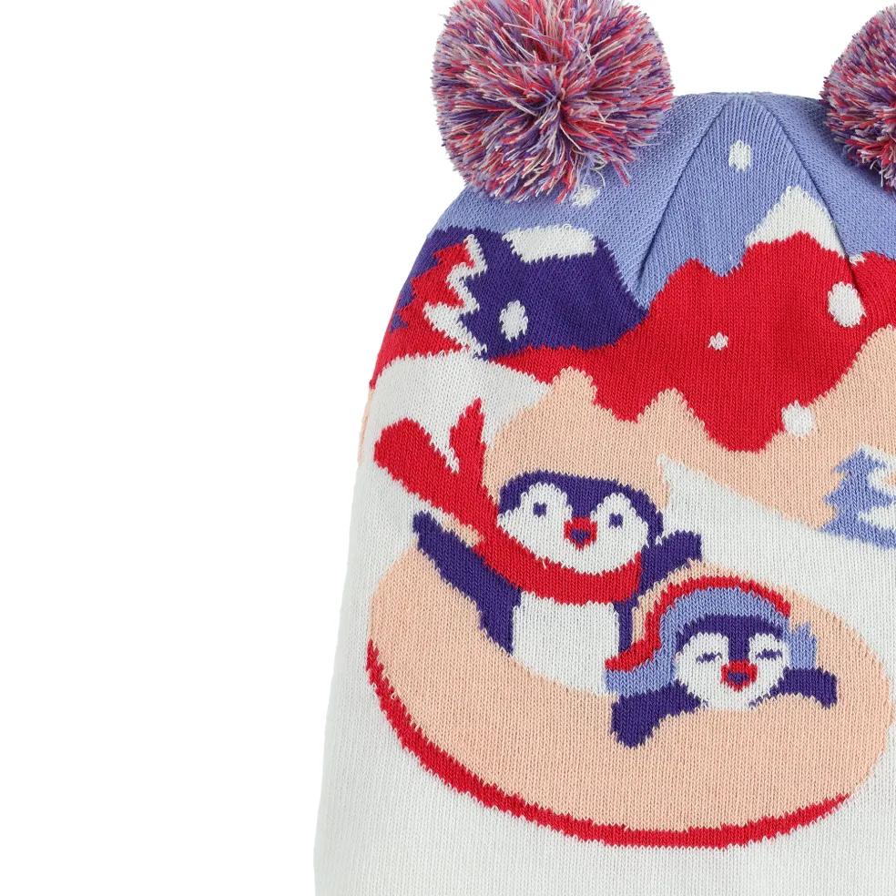 Spyder Hats*Girls Penguin Double Pom - MULTI