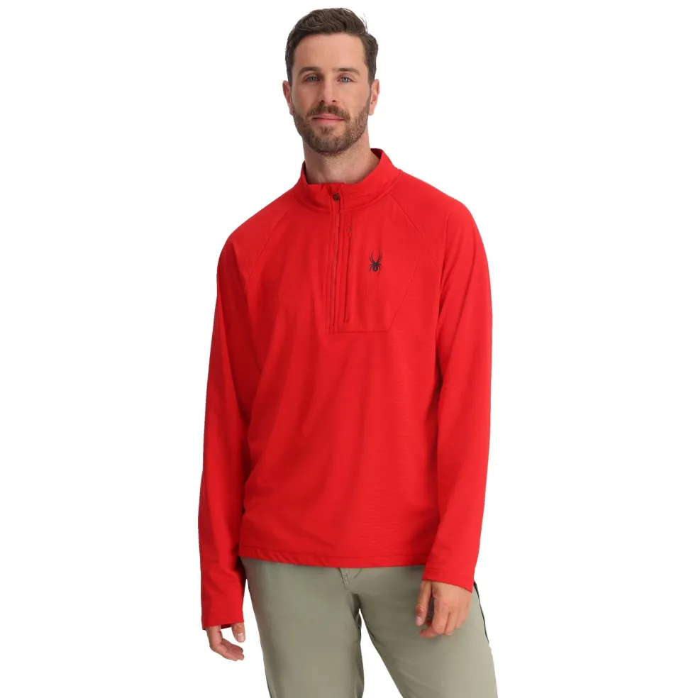 Spyder Midlayers|Fleece*Mens Gridweb Half Zip - Red SPYDERRED