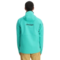 Spyder Midlayers|Fleece*Mens Gridweb ShellFleece™ Hoodie - Teal Green TEALGREEN