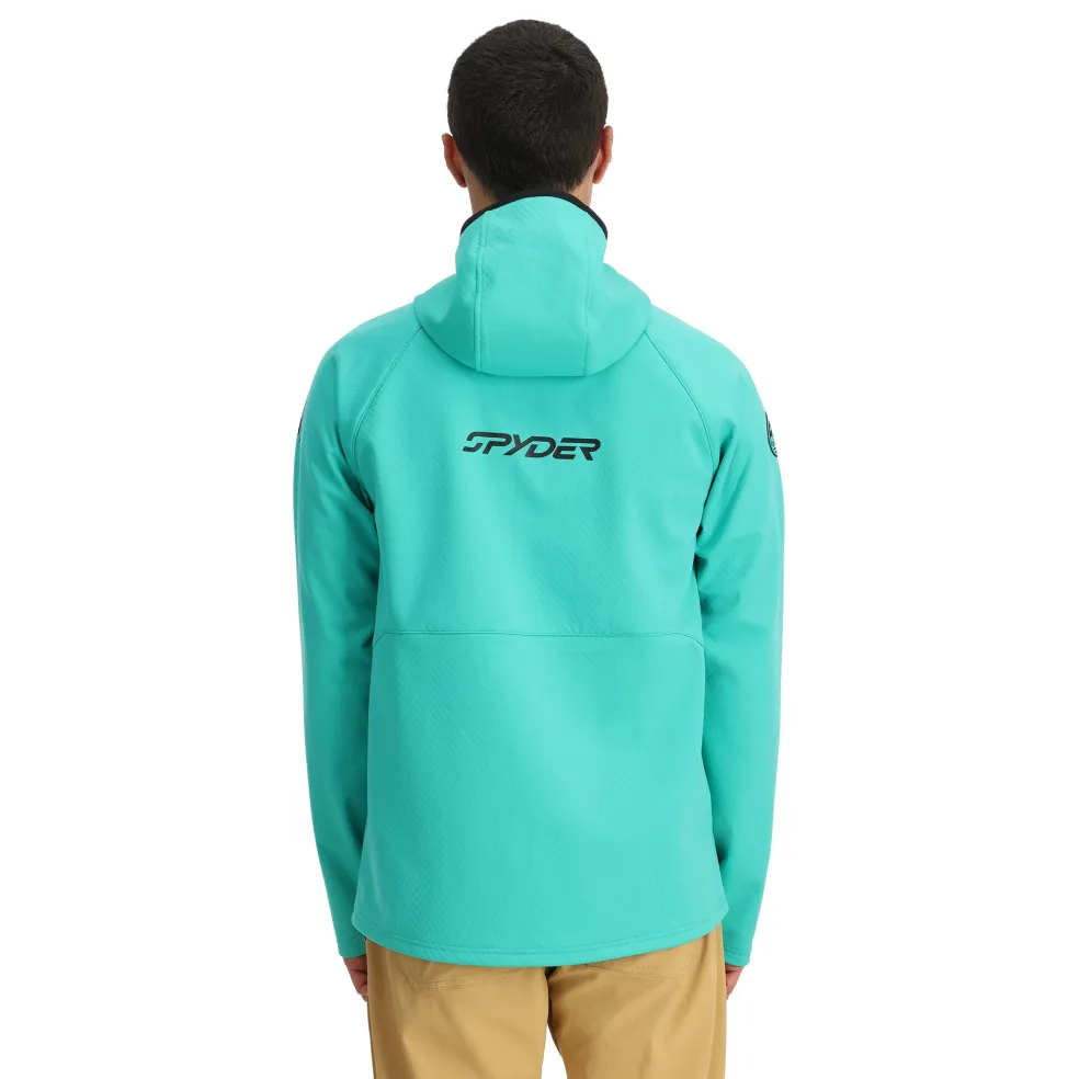 Spyder Midlayers|Fleece*Mens Gridweb ShellFleece™ Hoodie - Teal Green TEALGREEN