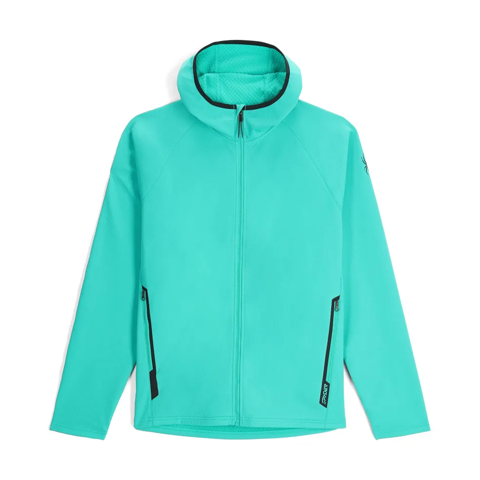 Spyder Midlayers|Fleece*Mens Gridweb ShellFleece™ Hoodie - Teal Green TEALGREEN